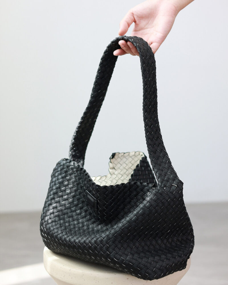 本革 編み込みトートバッグ｜ハンドメイド・約660g｜QD674
