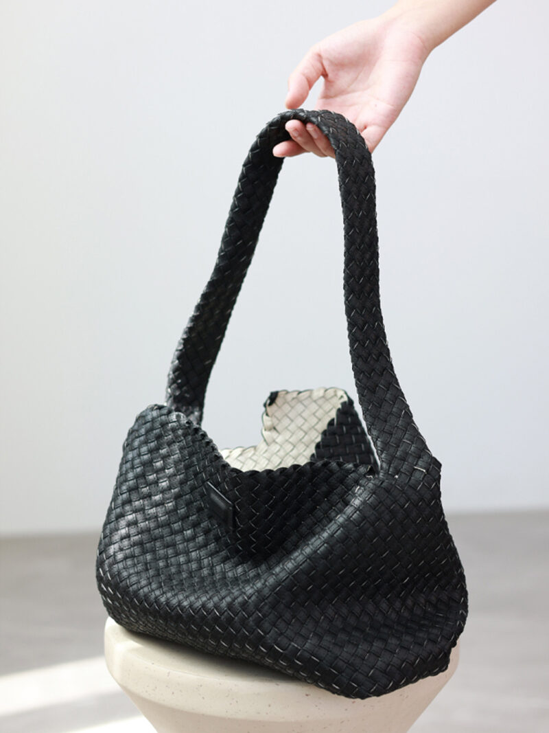 本革 編み込みトートバッグ｜ハンドメイド・約660g｜QD674