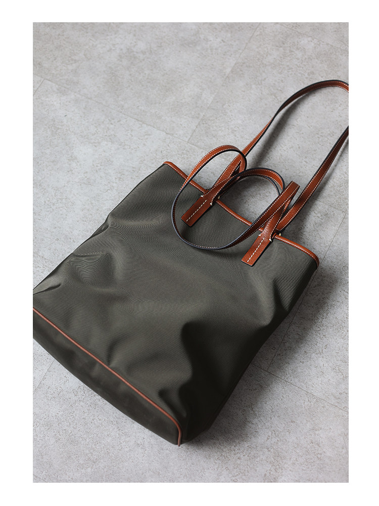 ナイロン×本革 縦型トートバッグ QD0072 イメージ4