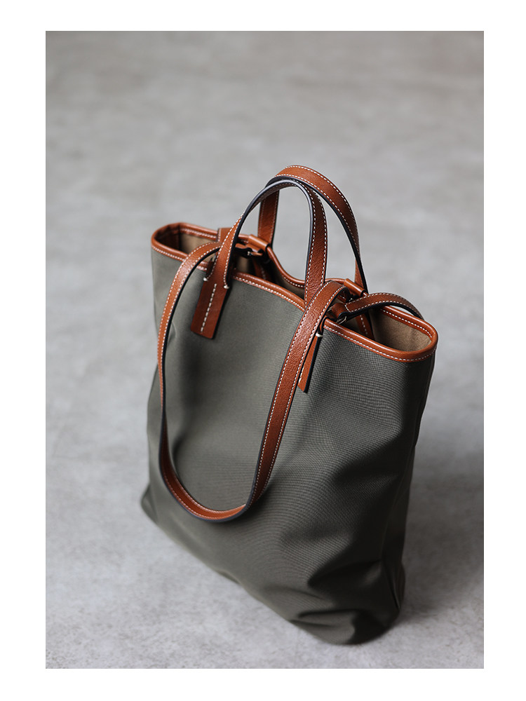 ナイロン×本革 縦型トートバッグ QD0072 イメージ5