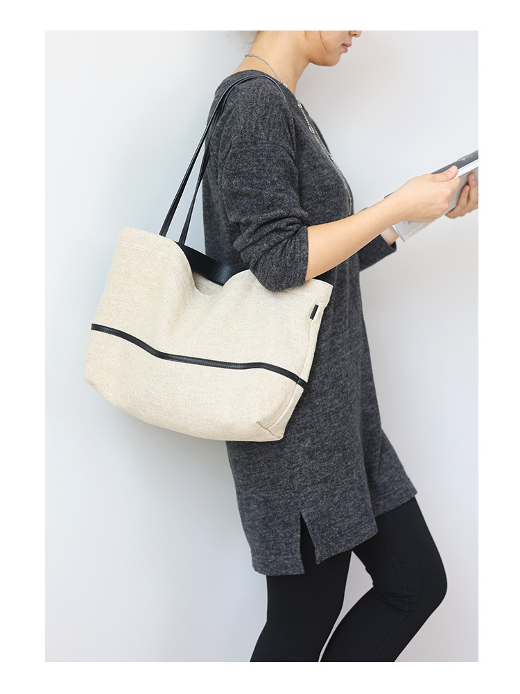 綿麻×本革 トートバッグ QD661 イメージ8