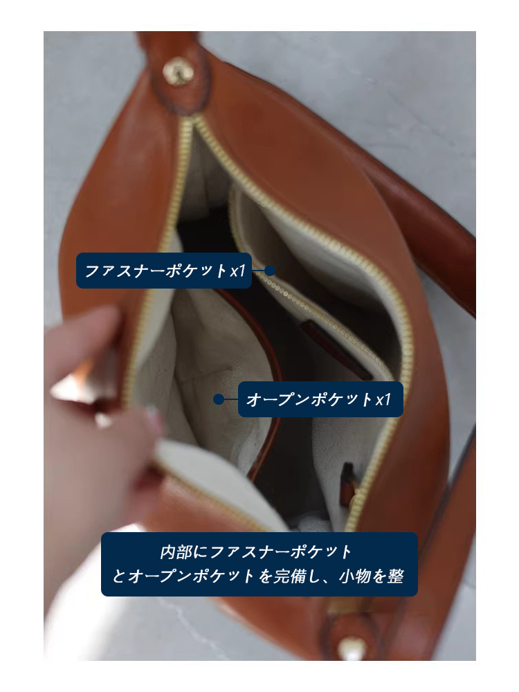 本革 ホーボー型ショルダーバッグ QD551 イメージ15