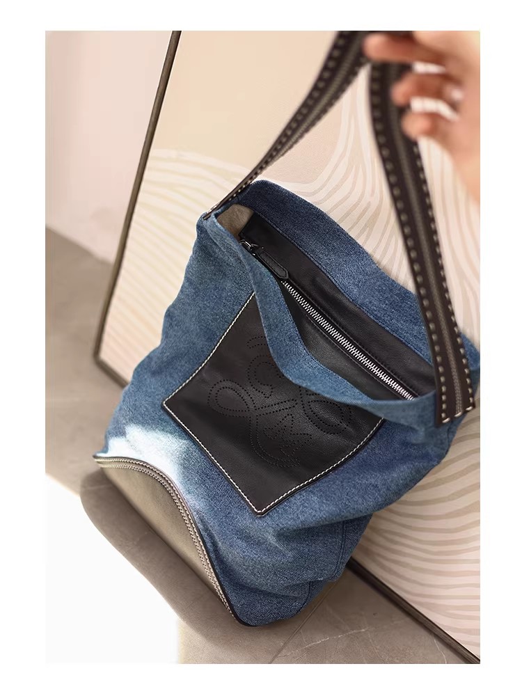 デニム×本革 縦型トートバッグ QD759 イメージ6