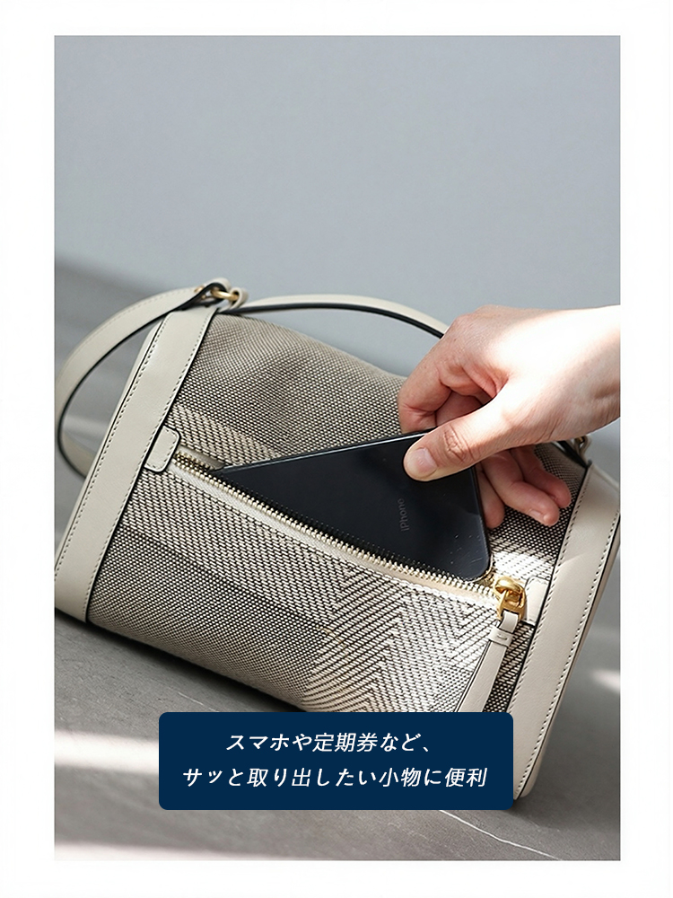 混紡生地×本革 ショルダーバッグ QD497 イメージ16
