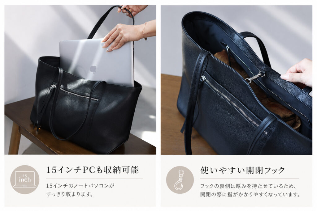 本革 シボ革トートバッグ QD840 イメージ20